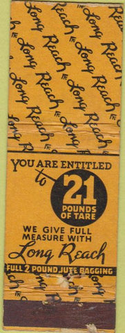 Matchbook Cover - Long Reach Bagging Houston TX