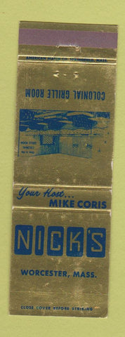 Matchbook Cover - Nick's Restaurant Worcester MA WEAR