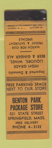 Matchbook Cover - Benton Park Liquor Springfield MA MERCHANTS WORN