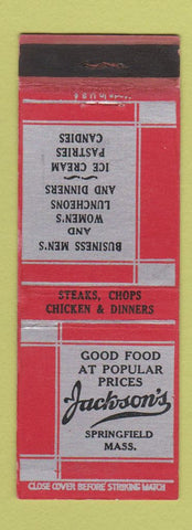 Matchbook Cover - Jackson's Restaurant Springfield MA WEAR