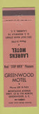 Matchbook Cover - Greenwood Motel SC Laurens Motel SC