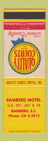 Matchbook Cover - Bamberg Motel SC Quality Courts
