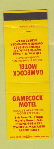 Matchbook Cover - Gamecock Motel Myrtle Beach SC