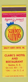 Matchbook Cover - Quality Court Motels Clark's Restaurant Santee SC