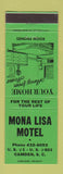 Matchbook Cover - Mona Lisa Motel Camden SC GREEN