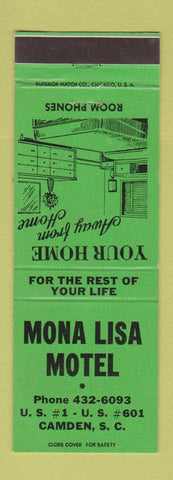 Matchbook Cover - Mona Lisa Motel Camden SC GREEN