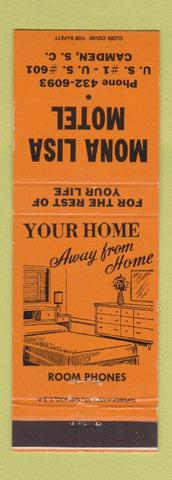 Matchbook Cover - Mona Lisa Motel Camden SC ORANGE
