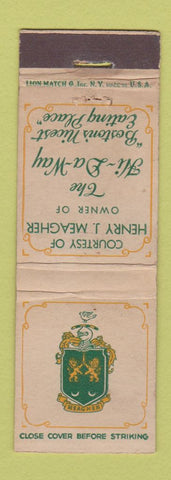 Matchbook Cover - Henry Meagher Hi Da Way Restaurant Boston MA WORN
