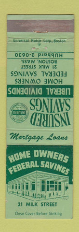 Matchbook Cover - Home Owners Federal Savings Bank Boston MA