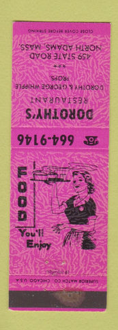 Matchbook Cover - Dorothy's Restaurant North Adams MA PINK WEAR