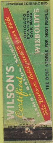 Matchbook Cover - Wilson's Hams Bacon Sausage Chicago Evanston IL WORN