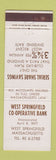Matchbook Cover - West Springfield COOP Bank MA