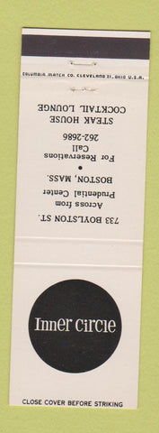 Matchbook Cover - Inner Circle Boston MA restaurant