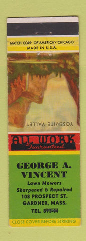 Matchbook Cover - George Vincent Lawn Mowers Gardner MA