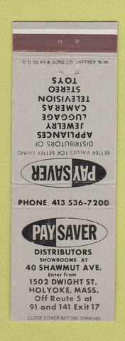 Matchbook Cover - Pay Saver Store Holyoke MA