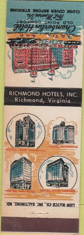 Matchbook Cover - Hotels Richmond VA