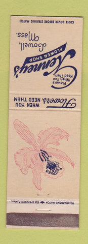 Matchbook Cover - Kenney's Flower Shop Lowell MA orchid