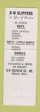 Matchbook Cover - BW Shoes Webster MA slippers