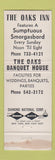 Matchbook Cover - Oaks Inn Springfield MA WEAR