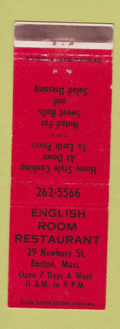 Matchbook Cover - English Room Restaurant Boston MA WEAR