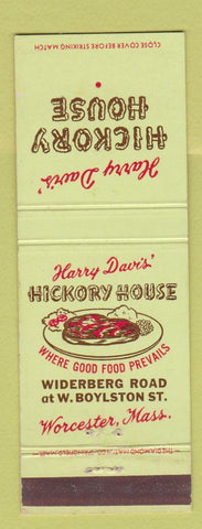 Matchbook Cover - Harry Davis' Hickory House Worcester MA