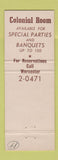 Matchbook Cover - Harry Davis' Hickory House Worcester MA