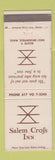 Matchbook Cover - Salem Cross Inn West Brookfield MA