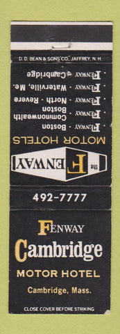 Matchbook Cover - Fenway Cambridge Motor Hotel Cambridge MA