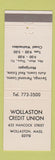 Matchbook Cover - Wollaston Credit Union MA