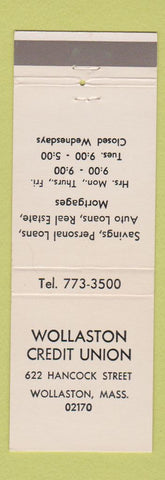 Matchbook Cover - Wollaston Credit Union MA