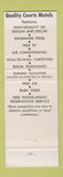 Matchbook Cover - Quality Court Motels Robin Hood Motor Lodge Malden MA