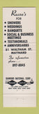 Matchbook Cover - Russo's Restaurant Lounge Maynard MA