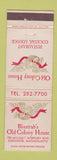 Matchbook Cover - Blinstrub's Old Colony House Dorchester MA