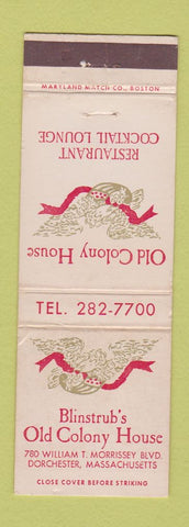 Matchbook Cover - Blinstrub's Old Colony House Dorchester MA