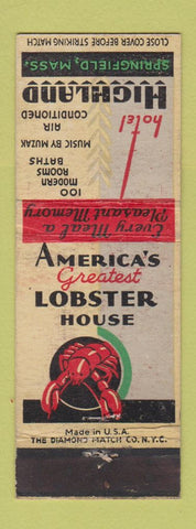 Matchbook Cover - Hotel Highland Springfield MA WEAR