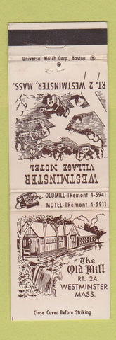 Matchbook Cover - Westminster Village Motel MA Old Mill