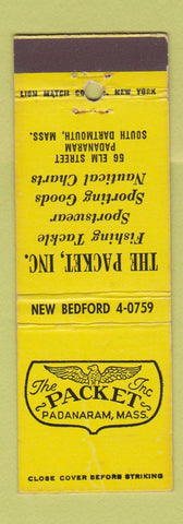 Matchbook Cover - Packet Fishing Sporting Goods South Dartmouth MA Padanaram