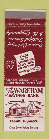 Matchbook Cover - Wareham Savings Bank Falmouth MA