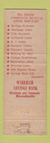 Matchbook Cover - Wareham Savings Bank Falmouth MA