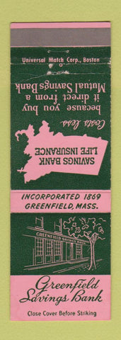 Matchbook Cover - Greenfield Savings Bank MA