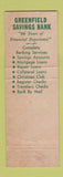 Matchbook Cover - Greenfield Savings Bank MA