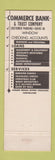 Matchbook Cover - Commerce Bank and Trust Worcester MA