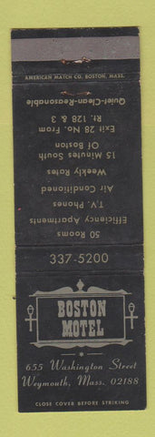 Matchbook Cover - Boston Motel Weymouth MA WORN