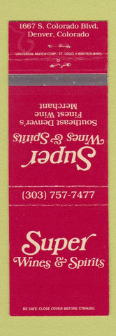 Matchbook Cover - Super Wine Liquor Denver Colorado