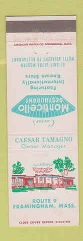 Matchbook Cover - Caesar's Monticello Restaurant Framingham MA