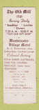 Matchbook Cover - The Old Mill Westminster MA WORN