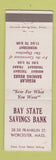 Matchbook Cover - Bay State Savings Bank Worcester MA