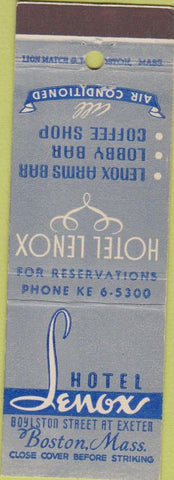 Matchbook Cover - Lenox Hotel Boston MA