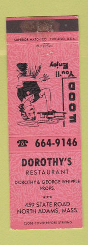Matchbook Cover - Dorothy's Restaurant North Adams MA SALMON WEAR