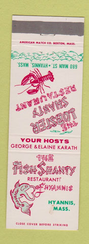 Matchbook Cover - Fish Shanty Restaurant Hyannis MA lobster